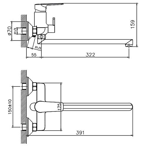 Смеситель для ванны с длинным изливом Haiba HB22563