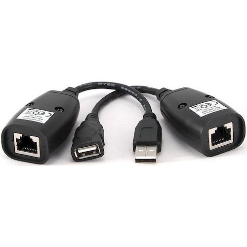 Кабель удлинитель USB 2.0 по витой паре AM(шт.)/RJ45-RJ45/AF(гн.) до 30м