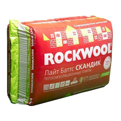 Теплоизоляция 100х600х800мм 2,88м2 (0,288м3) Rockwool Лайт Баттс Скандик