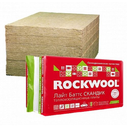 Теплоизоляция 100х600х800мм 2,88м2 (0,288м3) Rockwool Лайт Баттс Скандик